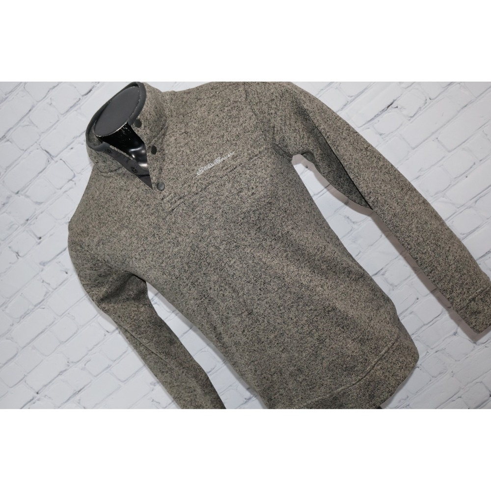 Eddie Bauer Radiator Fleece Snap Mock Pullover Men Medium Gray Heathered Sweater